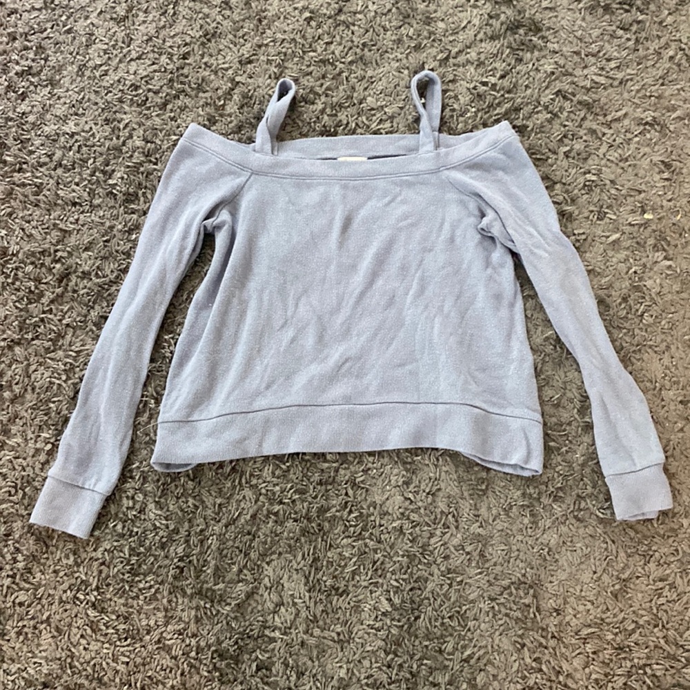 Aeropostale light blue cropped off-shoulder sweater
